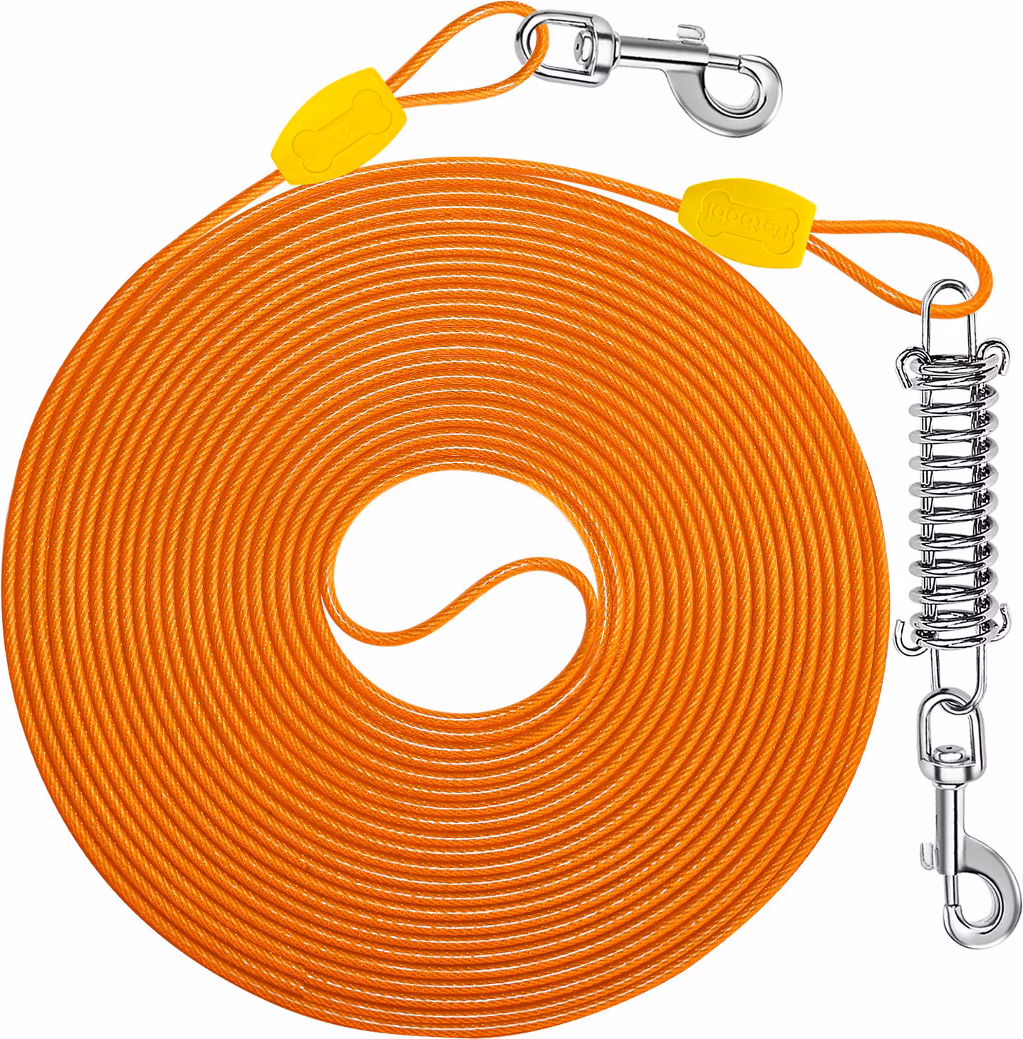 Petbobi PVC-Coated Steel Dog Tie-Out Cable with Shock Spring, 30-ft