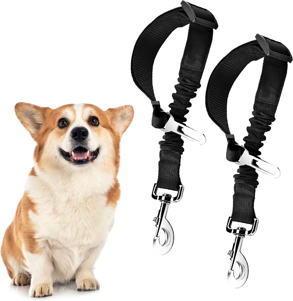 SunGrow Cat & Dog Car Leash Elastic Seat Belt, 2 Count