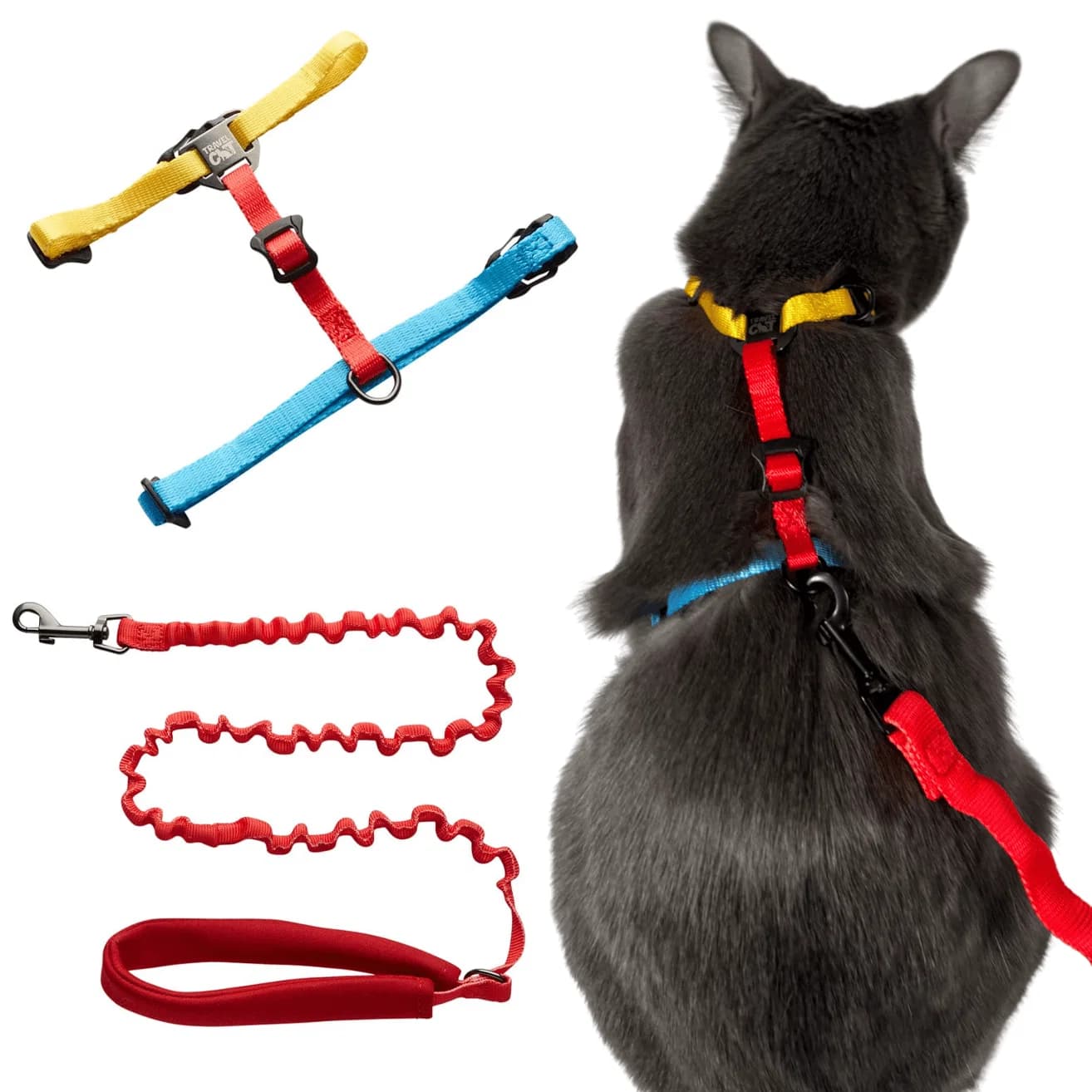 Travel Cat "The Day Tripper" Adjustable H-Style Cat Harness & Bungee Leash